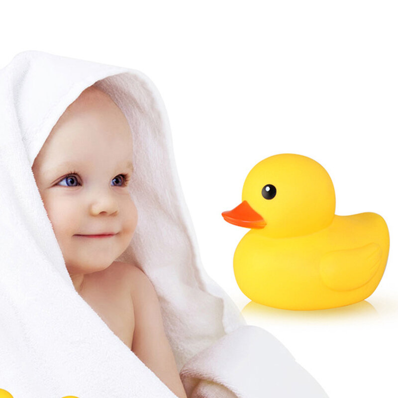 Pato amarillo grande de goma para baño, juguetes de baño Kawaii, Flotador para apretar, regalo para bebé