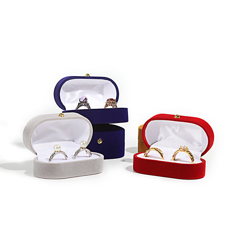 Scatola per anelli in velluto custodia per imballaggio di gioielli a doppio perno orecchini da sposa porta oggetti organizzatore vetrina regalo