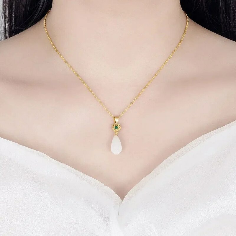 Lihong-Conjunto de collar y pendientes de plata de ley S925, joyería de compromiso con forma de flor, gota de agua, cristal complejo, regalo para mujer
