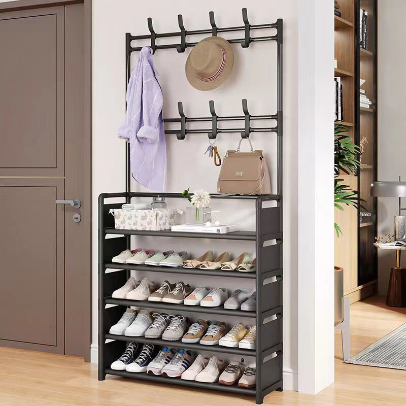 Shoes Rack Multifunctional Shoe and Hat Rack- Freestanding Shoe Rack-Coat Rack with Shoe Storage for Home Office and Bedroom