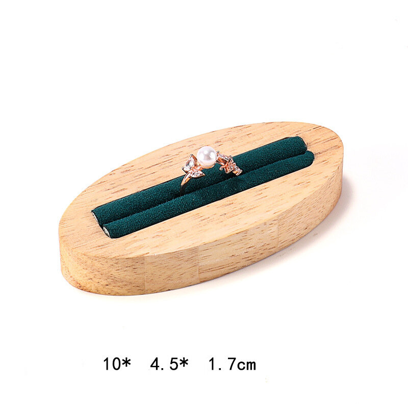 Pemegang penyimpanan cincin Oval, kayu dudukan perhiasan rak Slot pengatur bantalan pernikahan kreatif alat peraga nampan persediaan