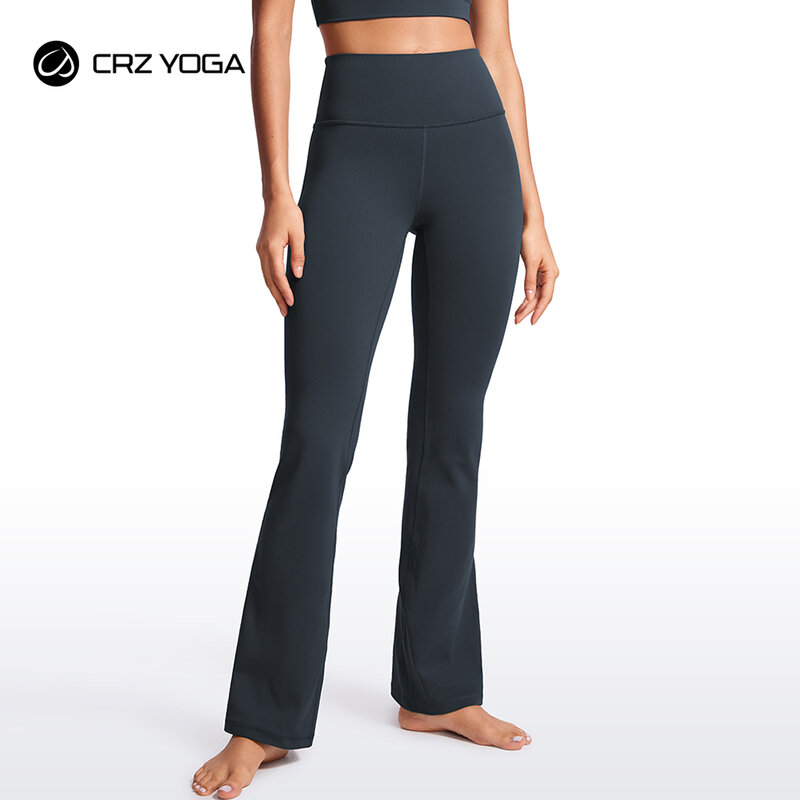 Женские леггинсы CRZ с флисовой подкладкой, расклешенные брюки для йоги с максимальным вырезом, зимние теплые мягкие повседневные штаны для отдыха с контролем живота, 31 дюйм