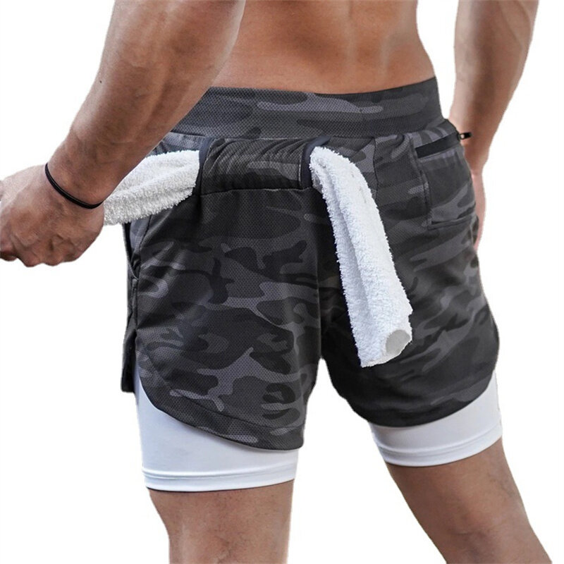Men's Multi-Pocket Shorts Fitness Sports Shorts Casual Beach Workout Lined Tight Shorts Daily Style
