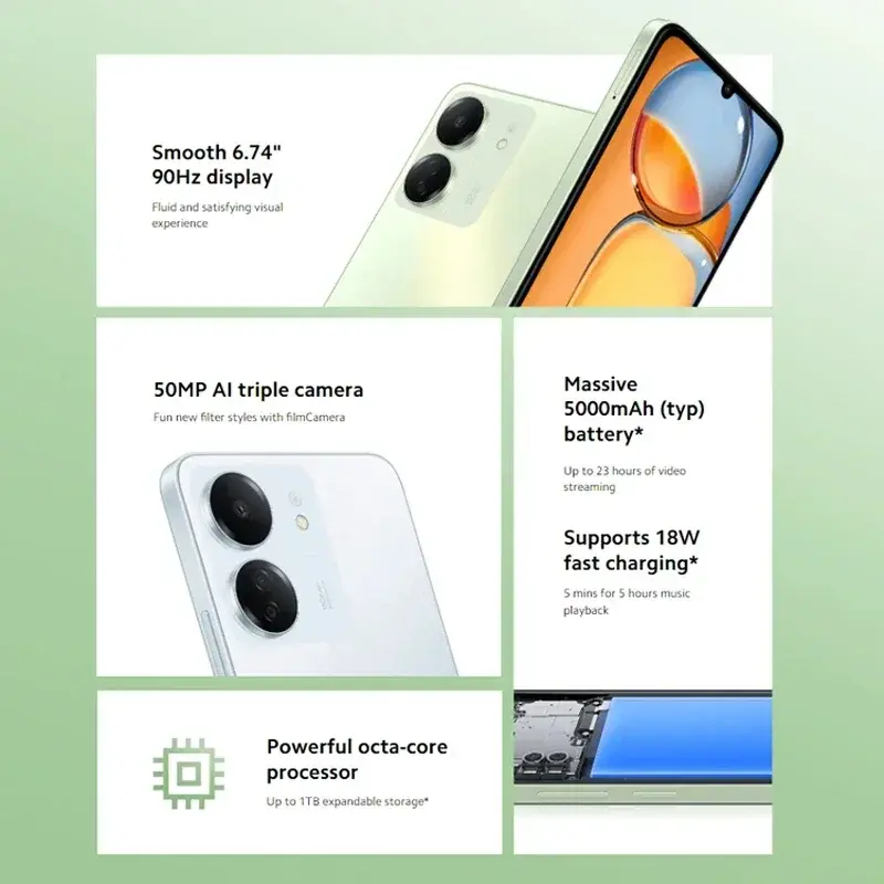 Xiaomi-Smartphone Redmi 13C, MIUI 14, MTK Helio G85 Octacore, Câmera 50MP, 5000mAh, 90Hz, Tela de 6,74 ", Versão Global, Estreia Mundial