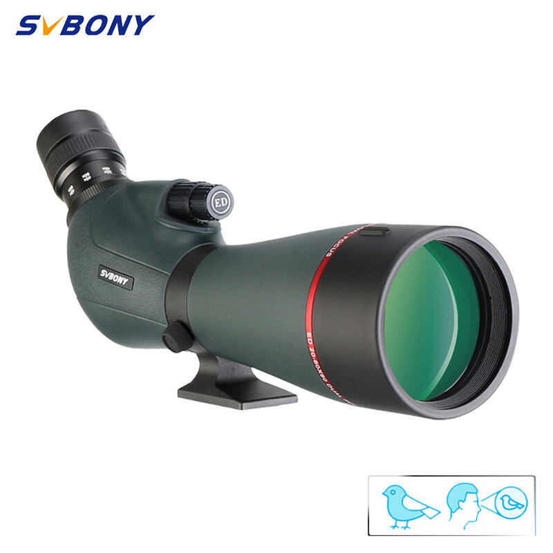 SVBONY-ED Spotting Scope com foco duplo, equipamento de acampamento impermeável, telescópio para observação de aves, arco e flecha, SV406P, IPX7, 20-60x80