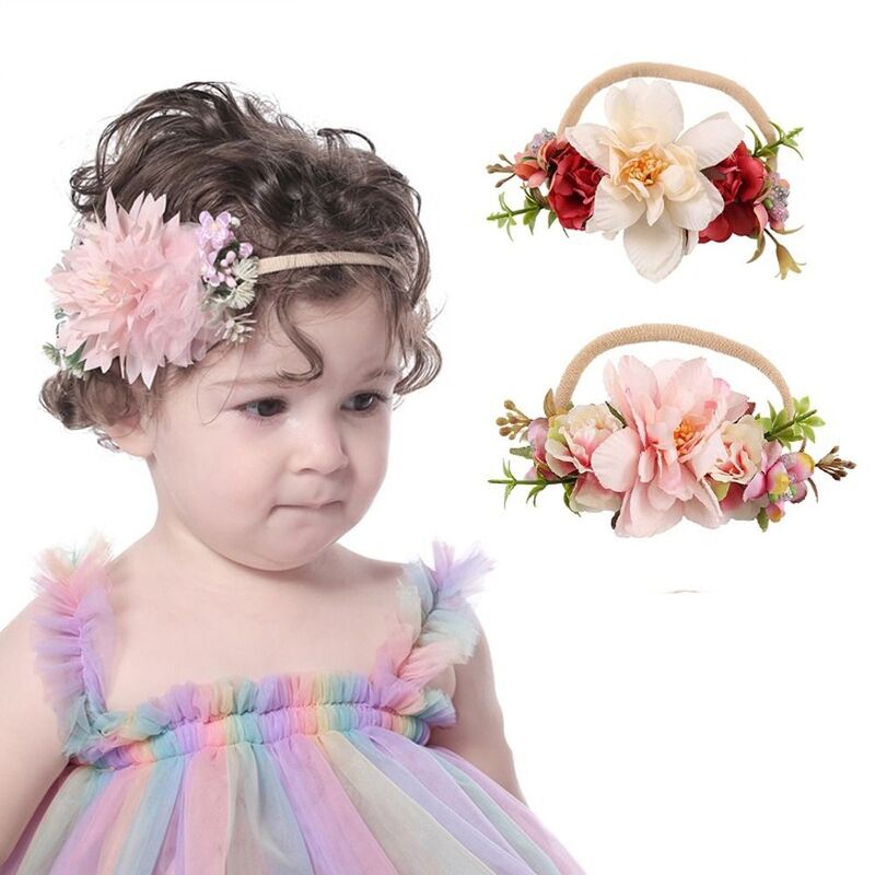 Soft Fashion Comfortable Flower Cloth Spring Headgear Headwear Baby Elastic Headband Kids Hair Hoop Infant Hairband Headdress