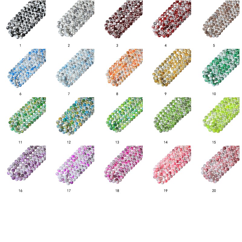 240 stücke 10mm Glas Perlen mit Streifen und Flecken für DIY Armband Armreif, Der 20 Arten von Farben Könnte zu Wählen