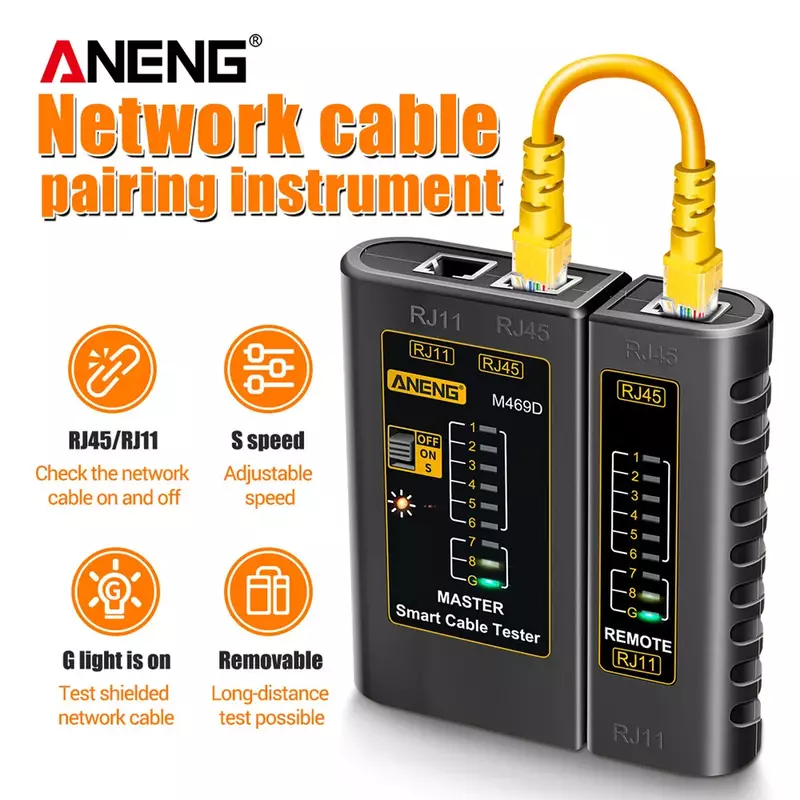 ANENG M469D kabel tester sieci lan Tester kabli sieciowych RJ45 RJ11 RJ12 CAT5 nieuczciwych praktyk handlowych Tester kabla LAN sieci narzędzie do naprawy sieci