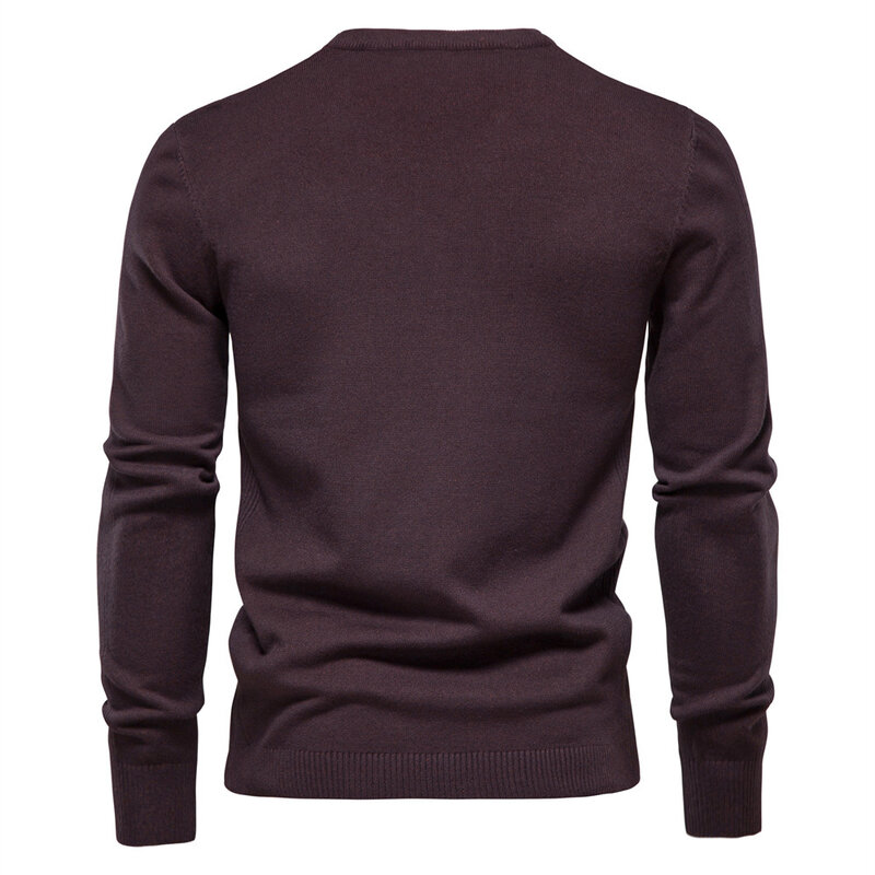 Suéter grueso de cuello redondo para hombre, Top de punto ajustado de manga larga, jerséis sólidos, 10 colores, Otoño e Invierno