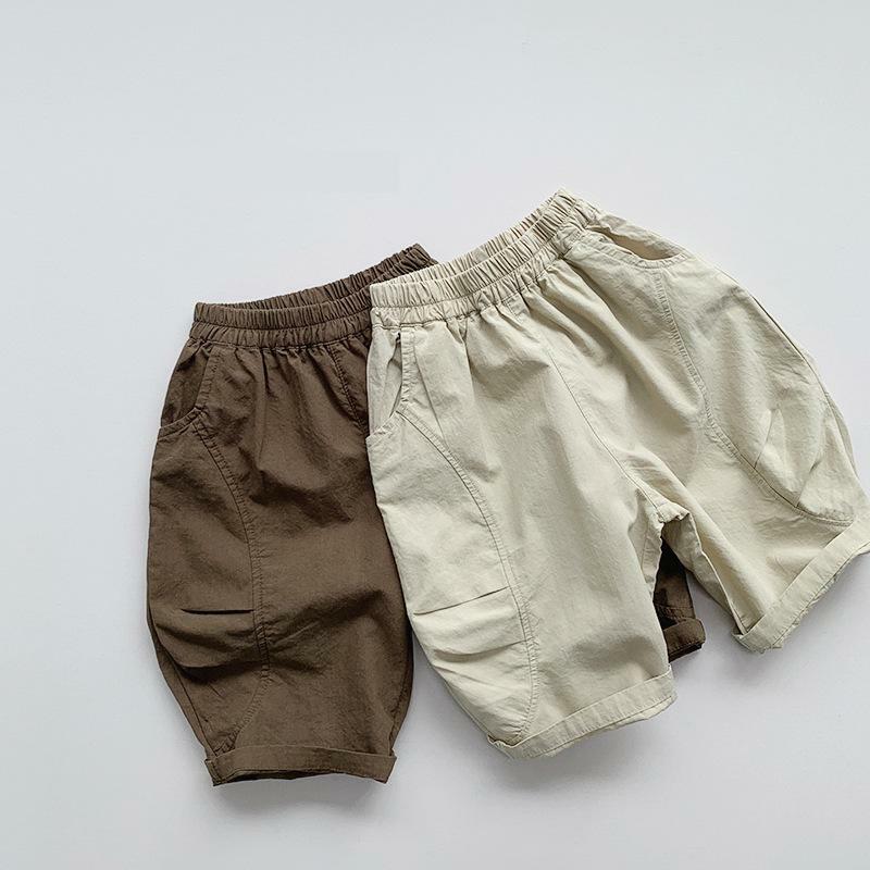 Летние новые детские повседневные штаны 2024, хлопковые брюки для маленьких девочек с защитой от комаров, однотонные универсальные укороченные брюки для мальчиков, детские шаровары