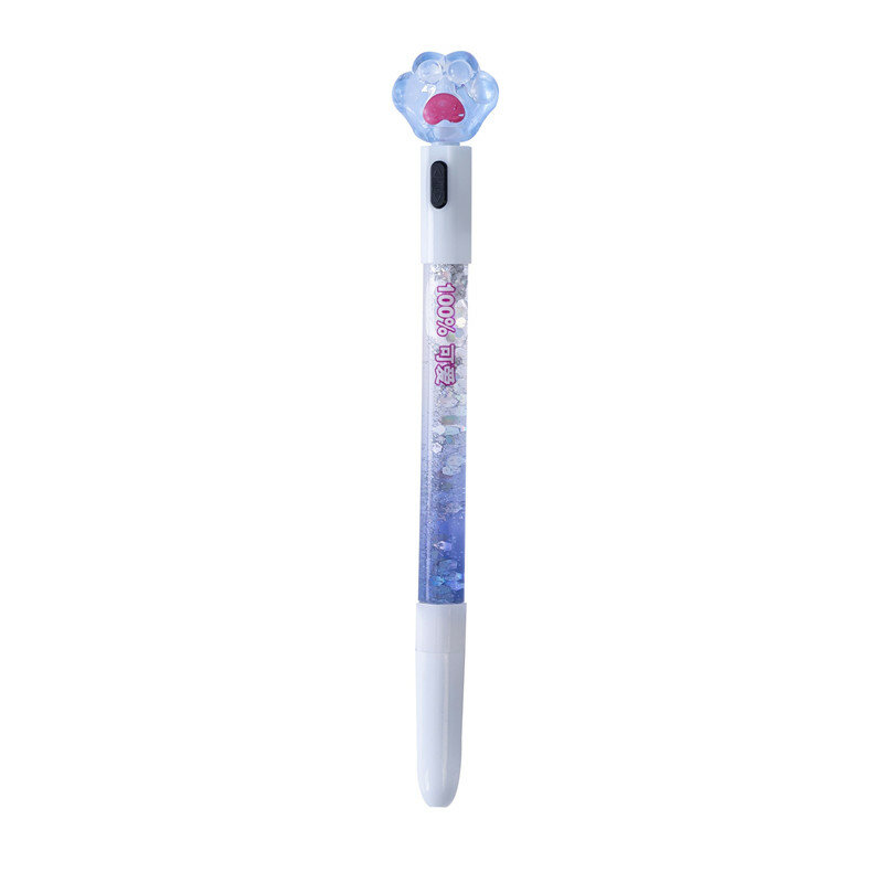 1Pc Girls' Heart Cat Claw Glow Neutral Pen penna a luce di sabbia fluente carina e creativa penna ad acqua per cancelleria per studenti per bambini