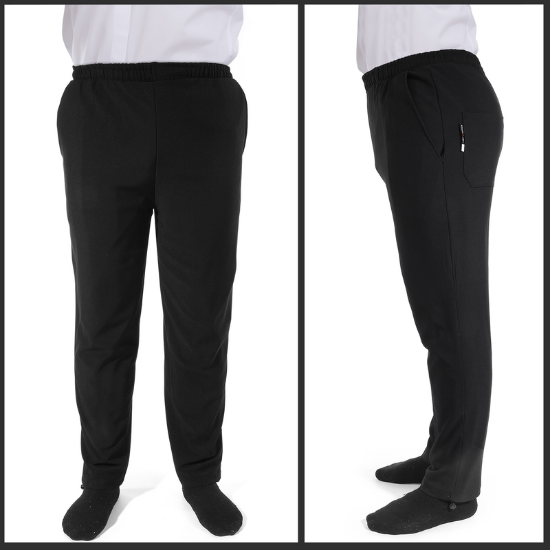 A Pair of Chef's Workwear Black Cargo Pantss Breathable Material Loose Clothing For Women (Black)