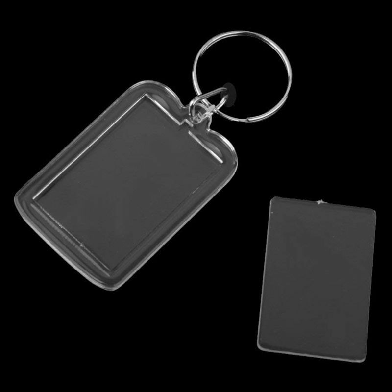 DIY 분리형 흰색 직사각형 사진 프레임 열쇠 고리, 3.3x5cm, 10 개 세트