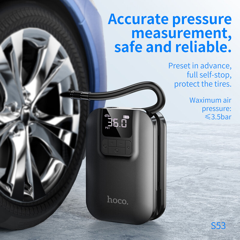 HOCO Electric Pump Air Compressor Portable Inflator Pump for Car Bike Motorcycles Football Digital Tire Sensor Inflatable
