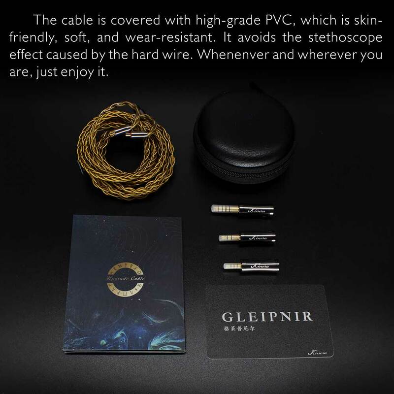 Kinera Gleipnir 헤드폰 업그레이드 케이블 이어폰, 6N OCC, 금도금 2.5 + 3.5 + 4.4mm 플러그 0.78, 2 핀/MMCX Hifi 음악 이어버드