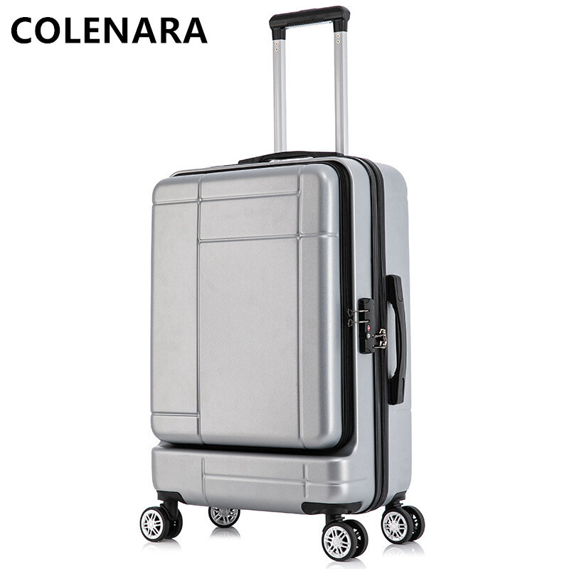 COLENARA New Suitcase Business Trolley Case Front Open Cover Can Store Laptop Boarding Box Girls with Wheels Rolling Luggage