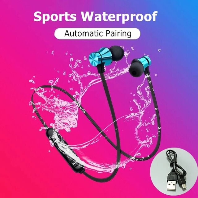 磁気Bluetoothワイヤレスインイヤーヘッドセット,スポーツイヤホン,防水,マイク付き,送料無料