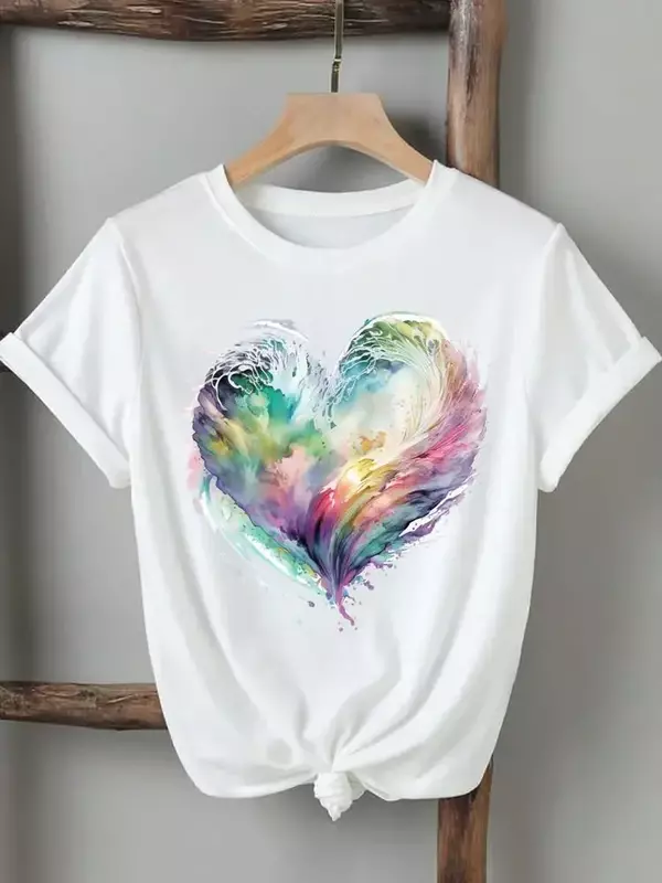 Magliette da donna da donna stampate moda casual tee Flower Wing butterfly anni '90 manica corta graphic t top abbigliamento stampa t-shirt