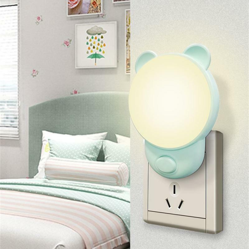 Long Endurance Baby Sleep Lamps Home-appliance Two-color Bear Night Light Plugged Small Night Lamps No Glare Flicker Soft Light