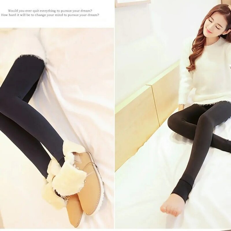 Autumn Winter Warm Soft Pearl Cashmere Bottoming Leggings High-waisted Pencil Pants Thickened Stretchy Trousers for Women