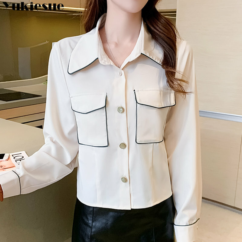 Camisa de Chifón con diseño sexy para mujer, camisa de estilo coreano Harajuku, dulce, ligero y maduro, temperamento, estética, viento suave, primavera de 2023