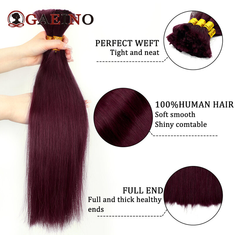 Extensiones de cabello humano indio Remy para trenzar, cabello liso a granel, sin trenza, Color Natural, 16 "-28"