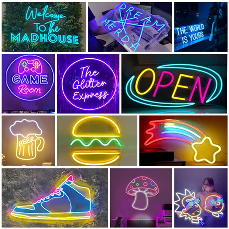 Tanda Neon kustom lampu huruf LED dekorasi pernikahan seni dinding Bar bisnis Logo desain nama ruang lampu Neon toko merek Dropshipping