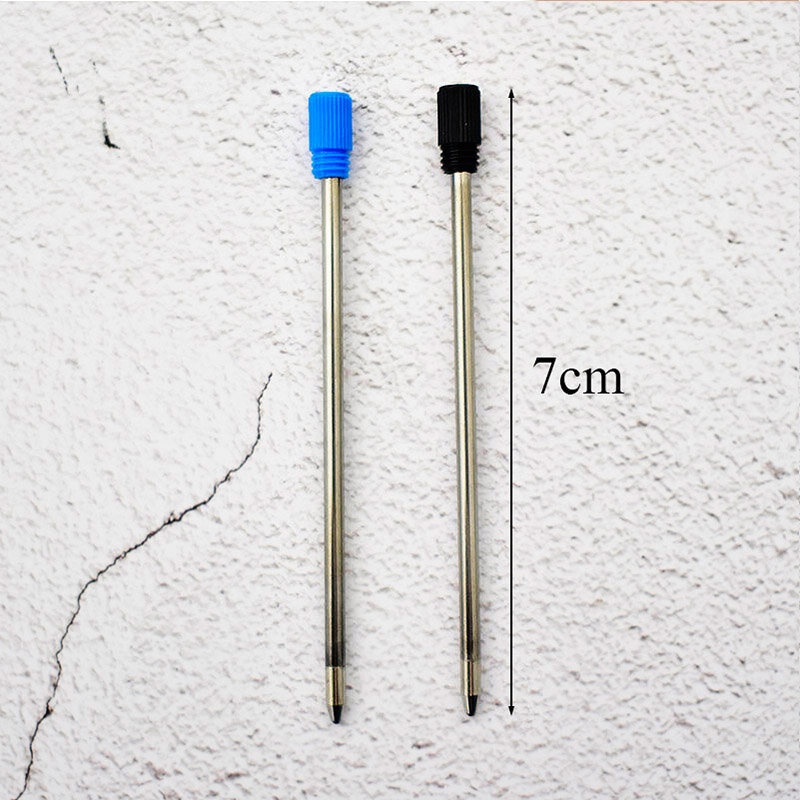 Recharges de stylo en métal de 7CM de long, 10 pièces/lot, pour stylo à bille en cristal de diamant, fournitures scolaires et de bureau de 0.7mm