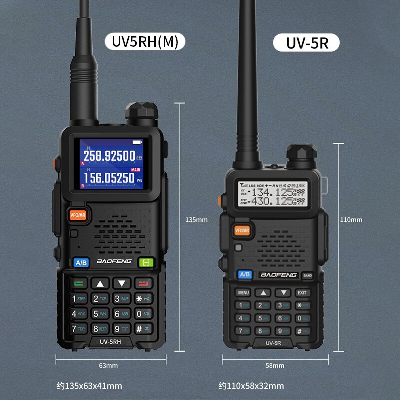 Baofeng-walkie-talkie multibanda UV-5RH, Radio portátil bidireccional, frecuencia de copia Vox, cargador tipo C de largo alcance para exteriores, 10W