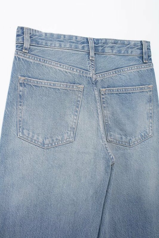 2024 nowa moda na co dzień tkanina dżinsowa z szerokimi nogawkami Jeans Retro z wysokim stanem damskie spodnie jeansowe Mujer