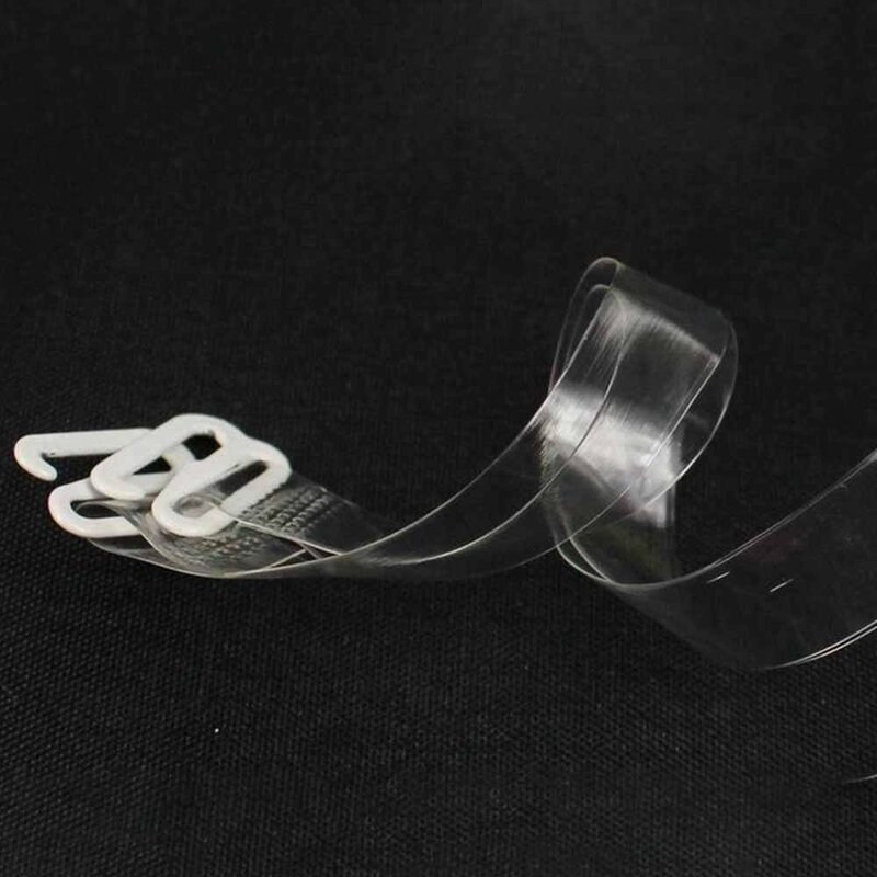 Bra 1.2cm tali bahu transparan dapat diatur sabuk tidak licin tidak terlihat tali bahu plastik pelindung penuh transparan