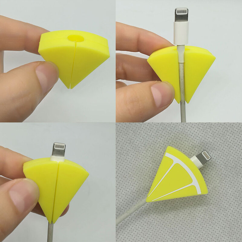 Bonito Dos Desenhos Animados Do Telefone USB Cable Protector Para Apple iphone Cable Chompers Cord Fruit Bite Charger Suporte do fio Organizador Proteção