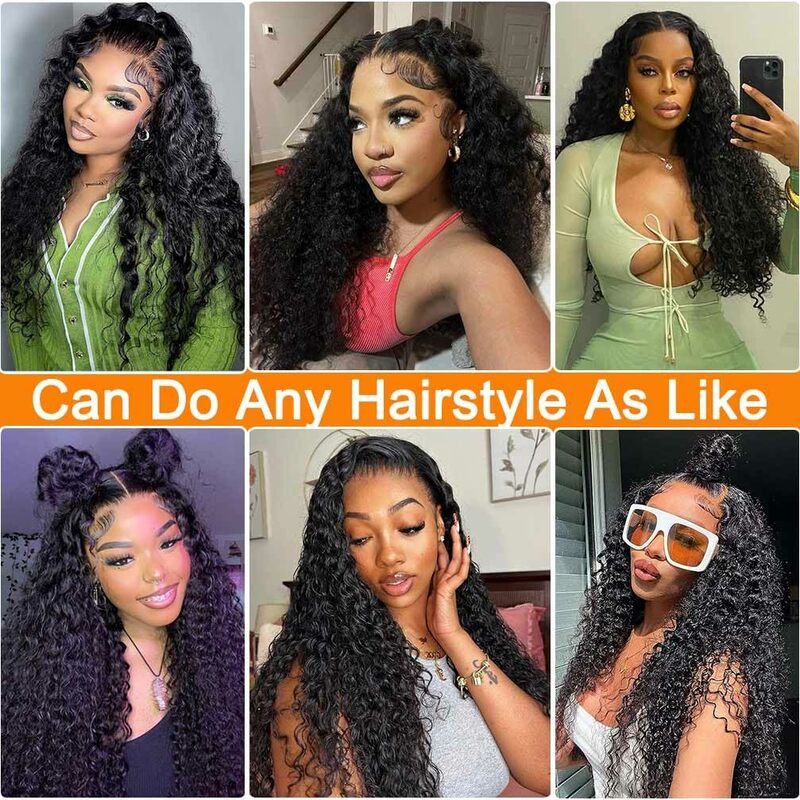 Deep Wave Glueless Lace Frontal Human Hair Wig Ready To Wear 4x4 Lace Closure Wig Curly Wave Glueless Human Hair Wig For Women
