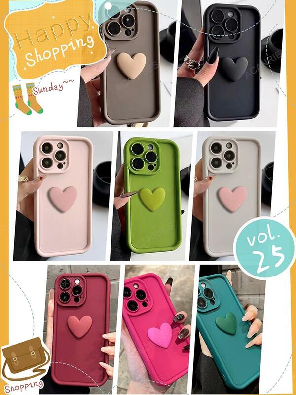 Caixa de silicone bonito do coração do amor 3D, tampa traseira, Samsung Galaxy S22, S21, S20, S23 Fe, Ultra Plus, 5G, S 22, 23, 21, 20