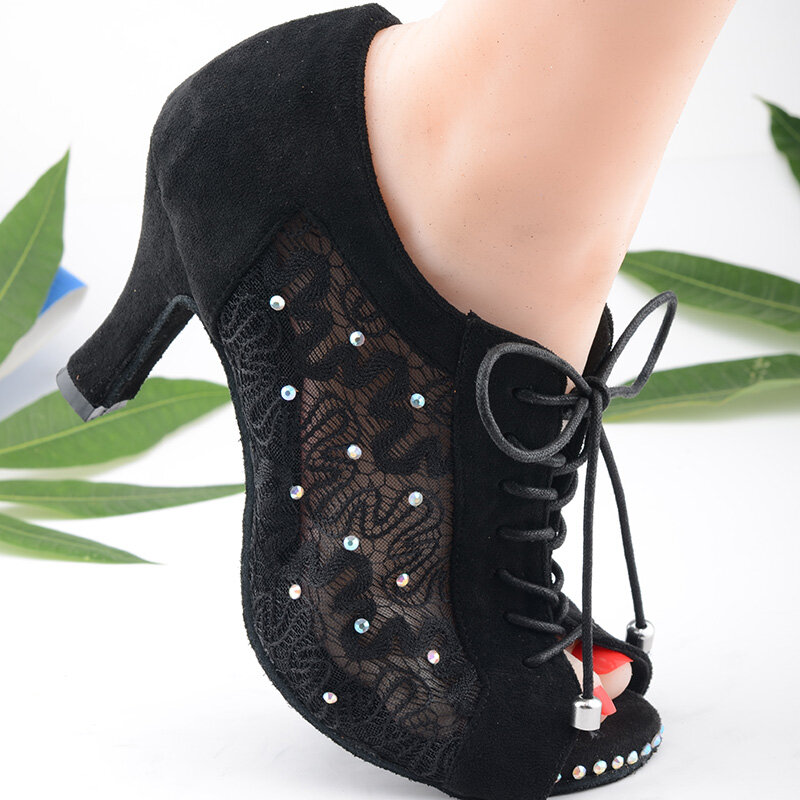 Bottes de danse Peep Parker personnalisées pour femmes, chaussures en daim noir, leurre Venus, automne, 7.5cm
