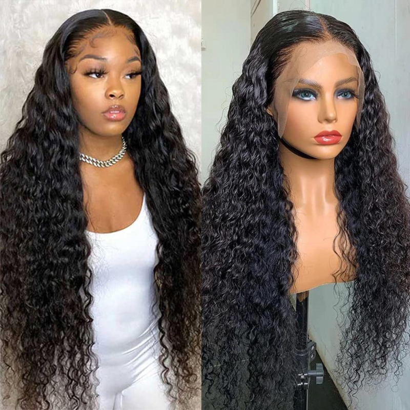 200% Density 13x6 Hd Transparent Lace Frontal Wigs 360 Human Hair Wigs Deep Wave Pre Plucked With Baby Hair Soft For Black Women