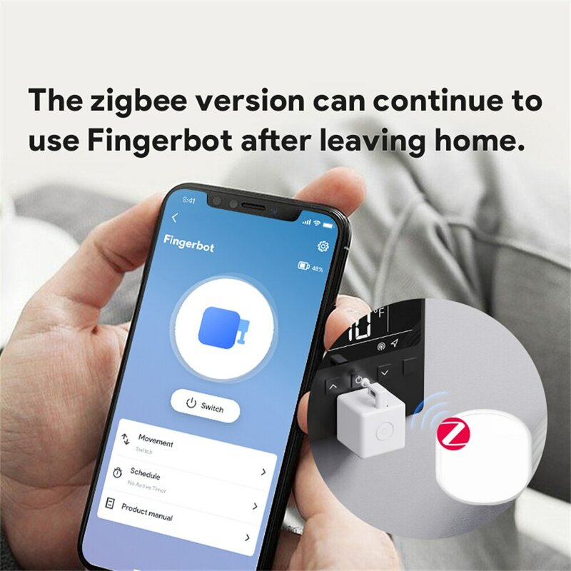 Кнопка переключения Tuya Zigbee Fingerbot Plus с голосовым управлением и поддержкой Alexa и Google Assistant