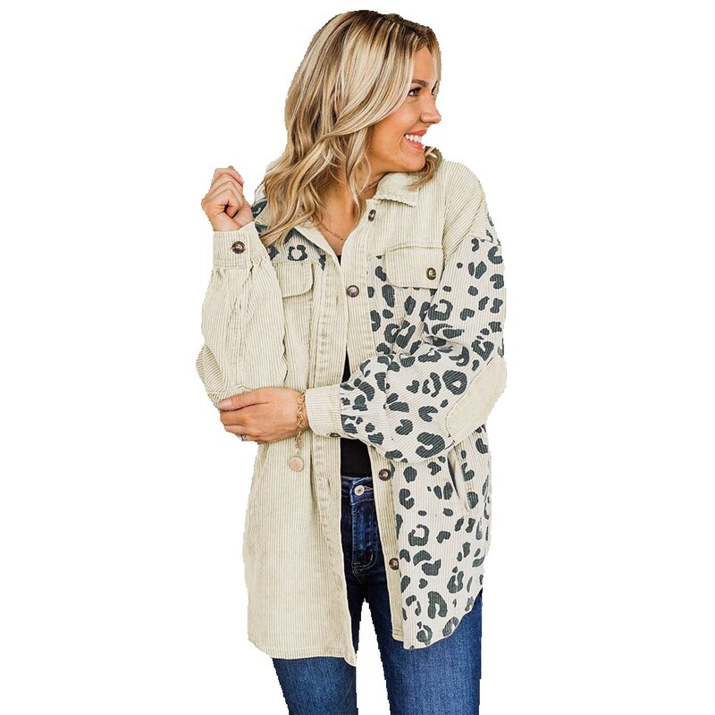 Зимнее Новое вельветовое пальто Shiying, женская Свободная куртка с леопардовыми пуговицами, 854145