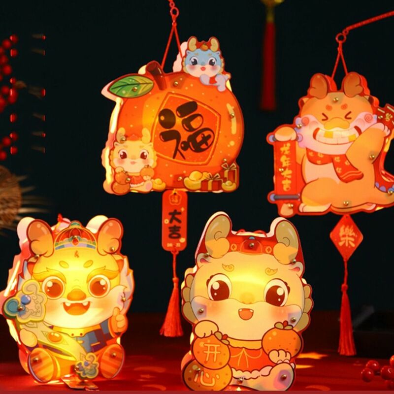 2024 Good Luck New Year Paper Lantern Ancient Style Photography Props Creative DIY Handmade Luminous Lantern