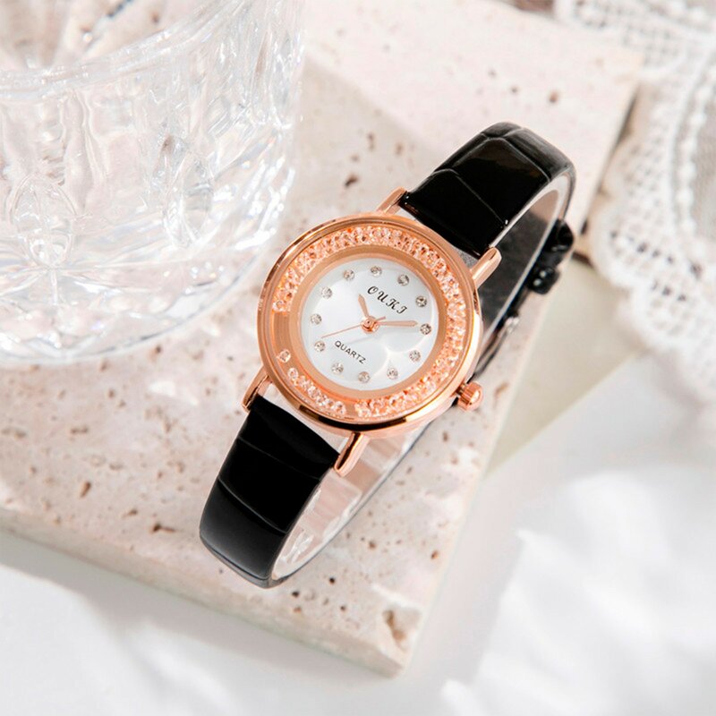 Relojes de lujo para mujer, pulsera Digital con correa de cuero de alta gama, informal, de negocios, a la moda, 2024