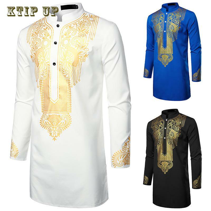 เสื้อคลุมยาวปานกลางสไตล์อาหรับอิสลามสำหรับผู้ชายเสื้อผ้าคอตั้งพิมพ์ลายชาติพันธุ์เสื้อโค้ทมุสลิม2024