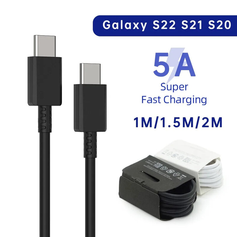 Cabo de dados USB tipo C de carregamento super rápido, PD 45W, apto para Samsung Galaxy S20, S21, S22, S23 Ultra, Nota 10, 5G, 20, A53, A54, 2pcs