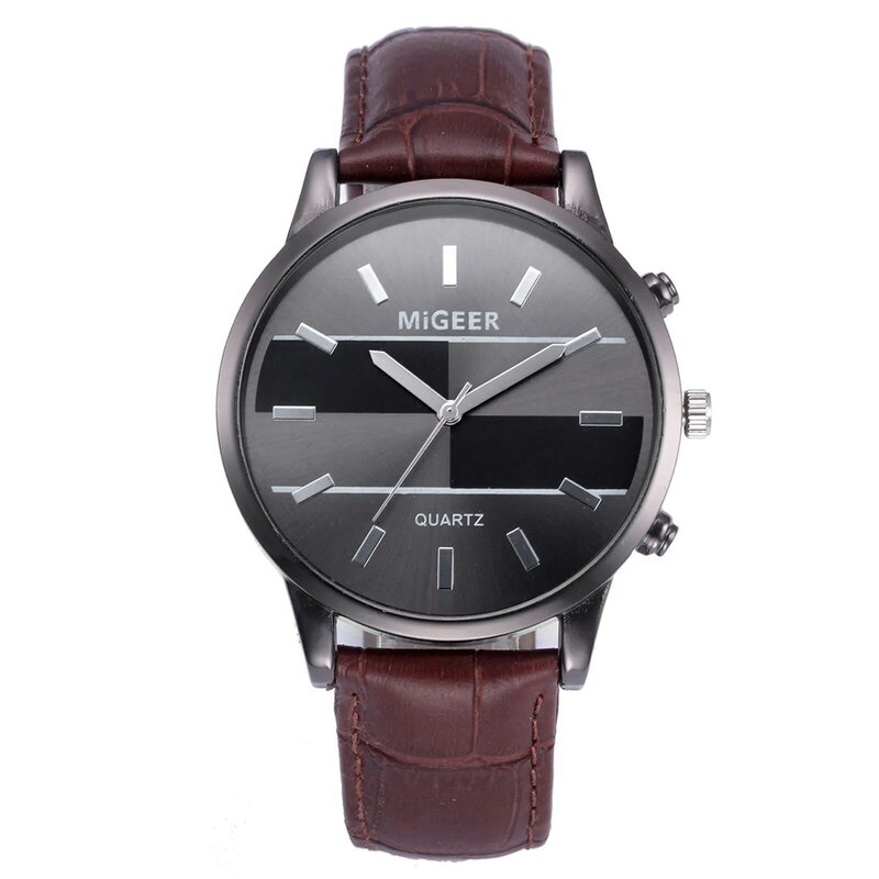 Reloj de cuarzo con correa para hombre, accesorio de pulsera analógico con correa de cuero y carcasa de aleación de alta calidad, elegante y minimalista, a la moda