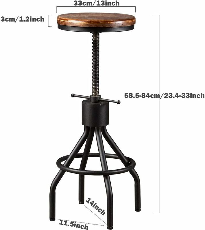 Bangku Bar industri-Set 2-kursi meja putar-Pub ekstra tinggi dapat disesuaikan 22-33 inci