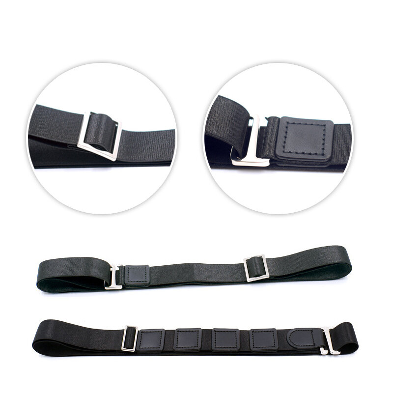 Cinturón de camisa negra para hombres y mujeres, correa elástica ajustable, antideslizante, a prueba de arrugas, con bloqueo