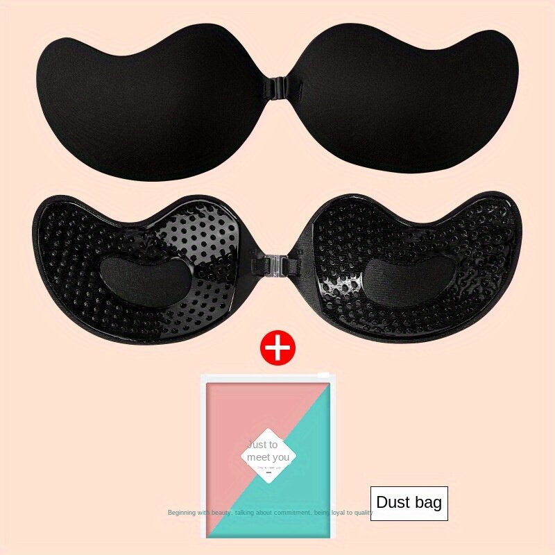 Reusable Push Up Buckle Front Nipple Covers, Strapless Invisible Self-adhesive Breast Lift Pasties, Women's Lingerie