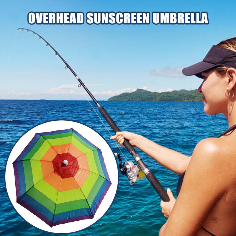 Sports Head Umbrella Caps Waterproof Elastic Rainbow Head Umbrella Caps Adjustable Size Fits Most Ages