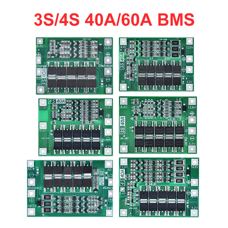 3S/4S 40a 60a Li-Ion Lithium Batterij Oplader Bescherming Board 18650 Bms Voor Boormotor 11.1V 12.6V/14.8V 16.8V Verbeteren/Balans
