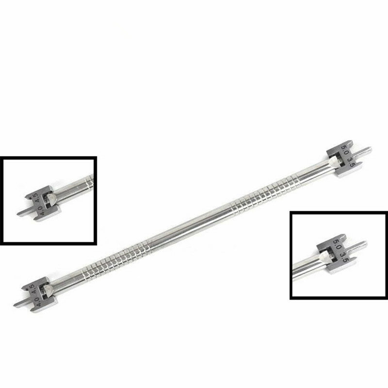 Localizador de calibre de soporte Dental, acero inoxidable, doble escala, soportes de ortodoncia, instrumentos posicionadores, tamaño 4,0-4,5 y 5,0-3,5