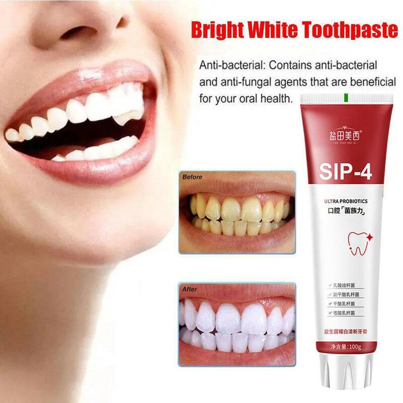 ยาสีฟันสูตรฟันขาวโปรไบโอติก Sp-4ช่วยให้ฟันกระจ่างใสและขจัดคราบฟันยาสีฟันลมหายใจสดชื่น100กรัม
